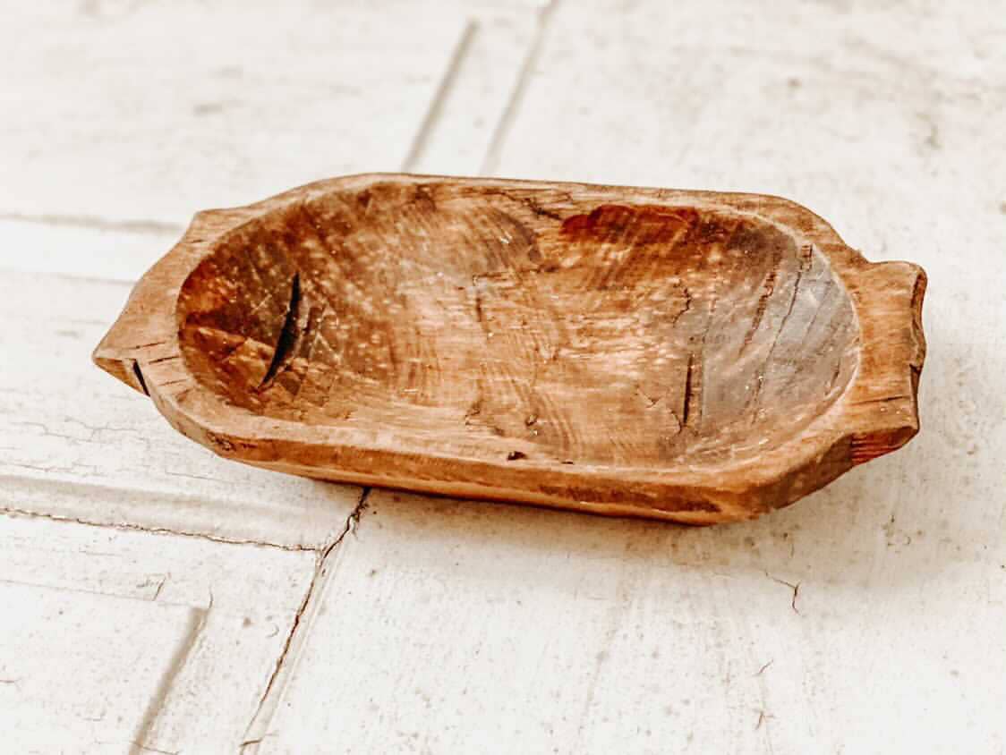 Bol en bois sculpté à poignées, fait main du Mexique