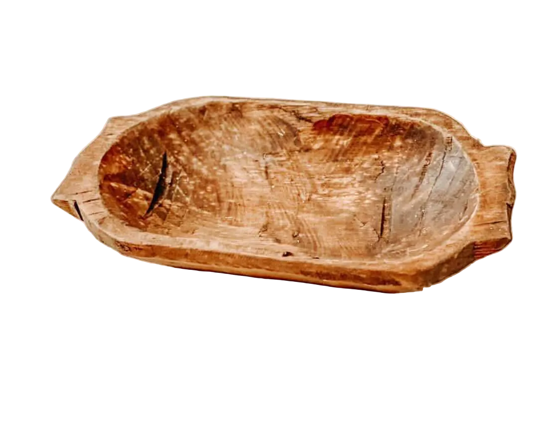Bol en bois sculpté à poignées, fait main du Mexique