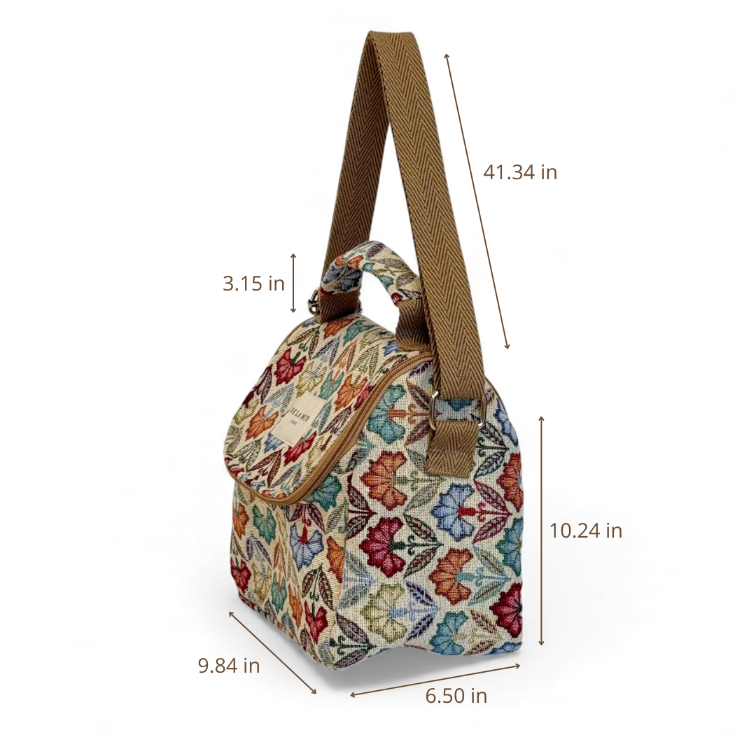 Sac déjeuner en jacquard floral multicolore-d’Espagne