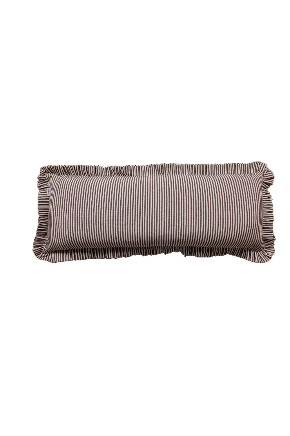 Housse de Coussin Traversin avec Volants à rayures brunes et blanches