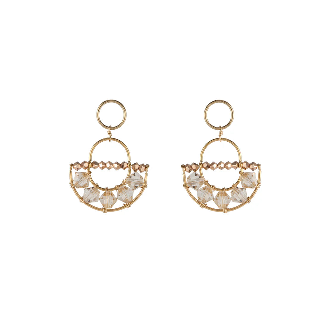 Boucles d’oreilles Olakira demi-lune – MIEL/OR ROSE - Tanzanie