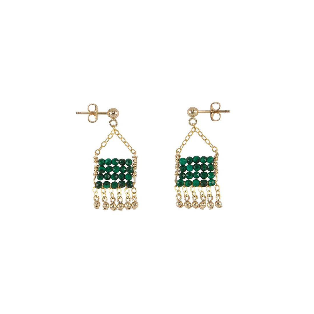 Mini boucles d’oreilles - vert malachite/or - Tanzanie
