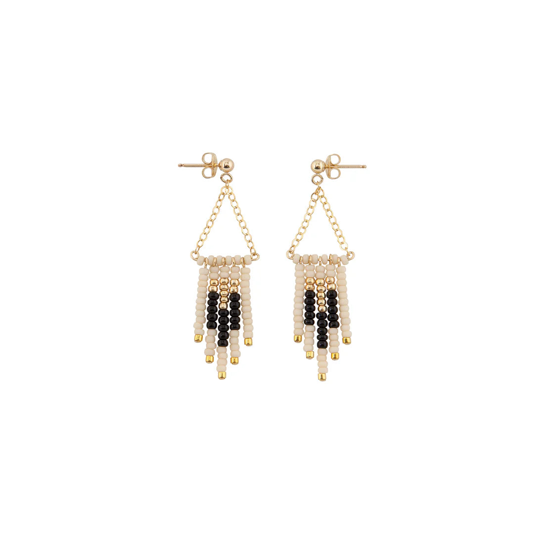 Petites boucles d’oreilles Déco – NOIR/BEIGE/OR - Tanzanie