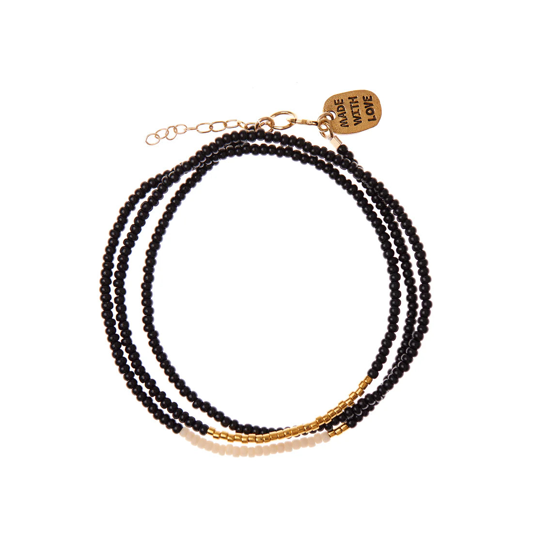 Bracelet triple tour – NOIR/ROSE/OR