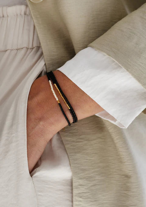 Bracelet triple tour – NOIR/ROSE/OR