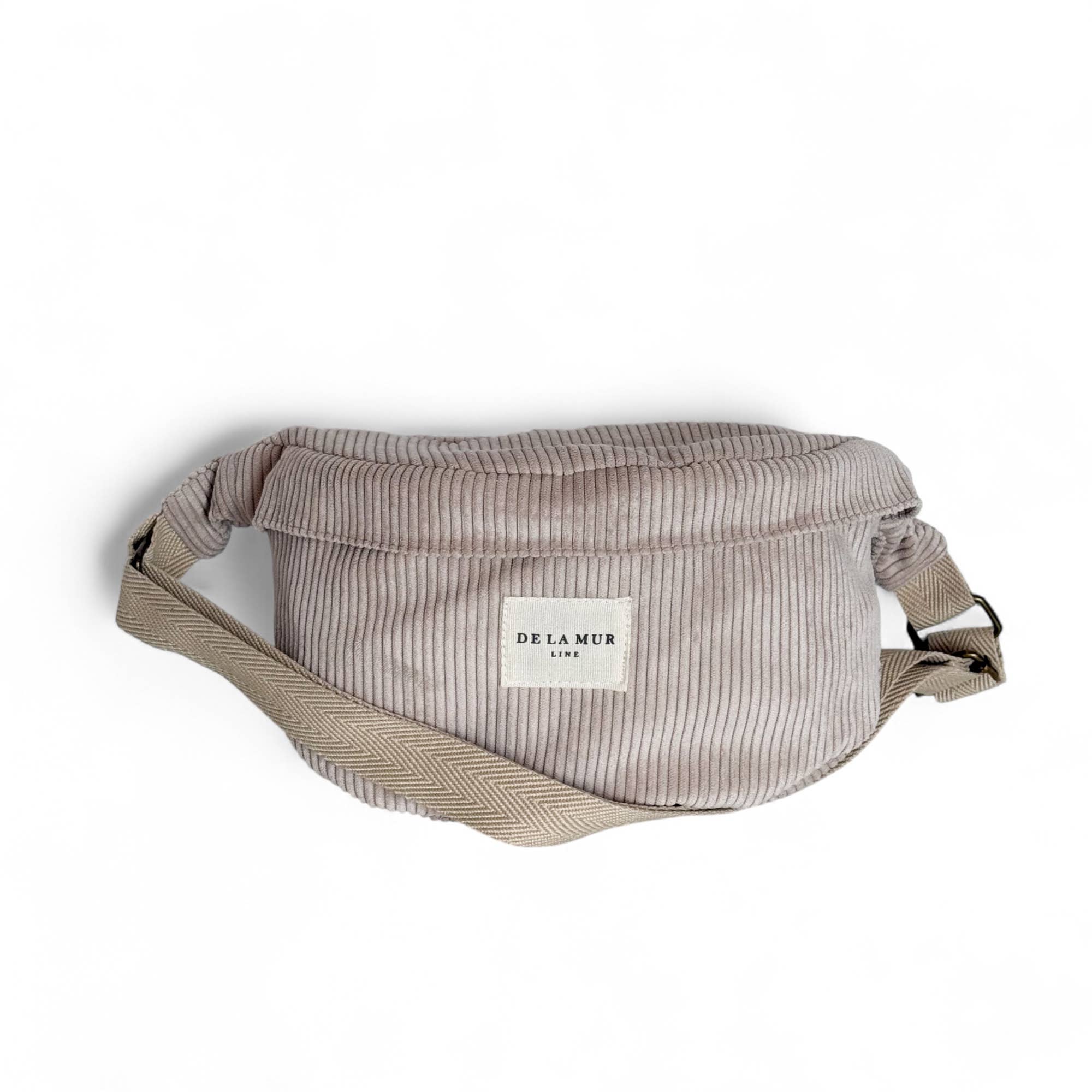 Sac banane en velours côtelé taupe