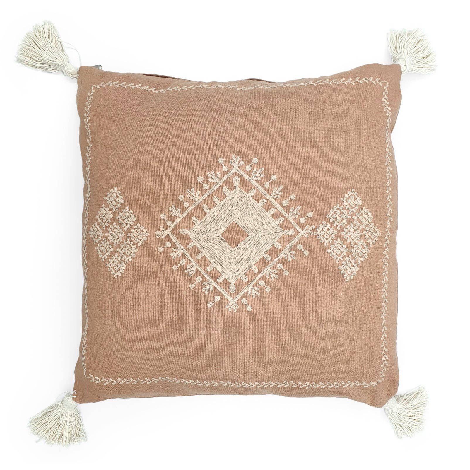 Housse de coussin en coton couleur pêche de Bali