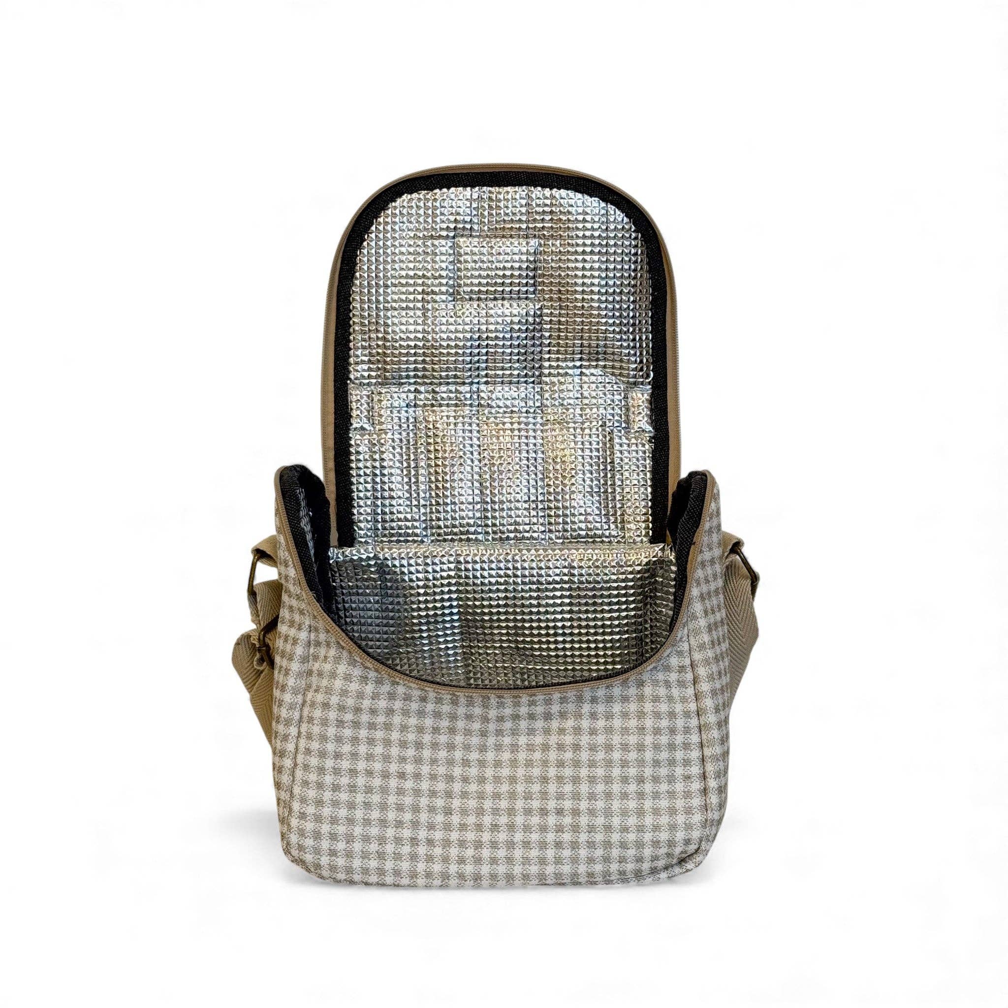 Sac déjeuner en jacquard vichy beige et écru- d’Espagne