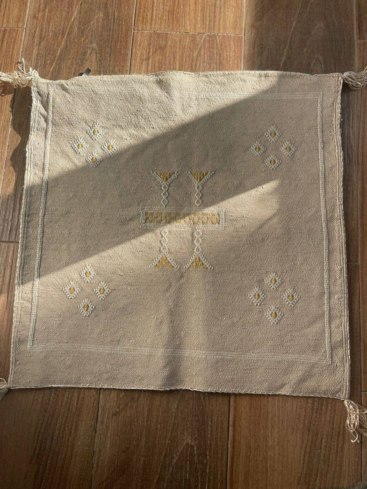 MAROC: Housse de Coussin en Soie de Cactus Carrée Grise Premium