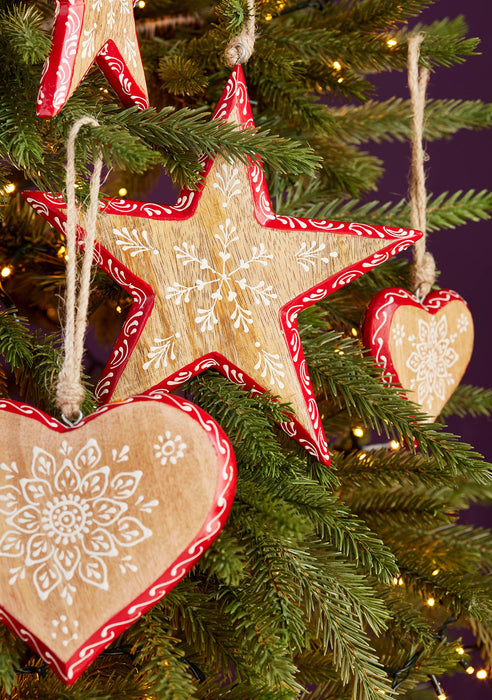 Cœur en bois de manguier peint à la main, petit