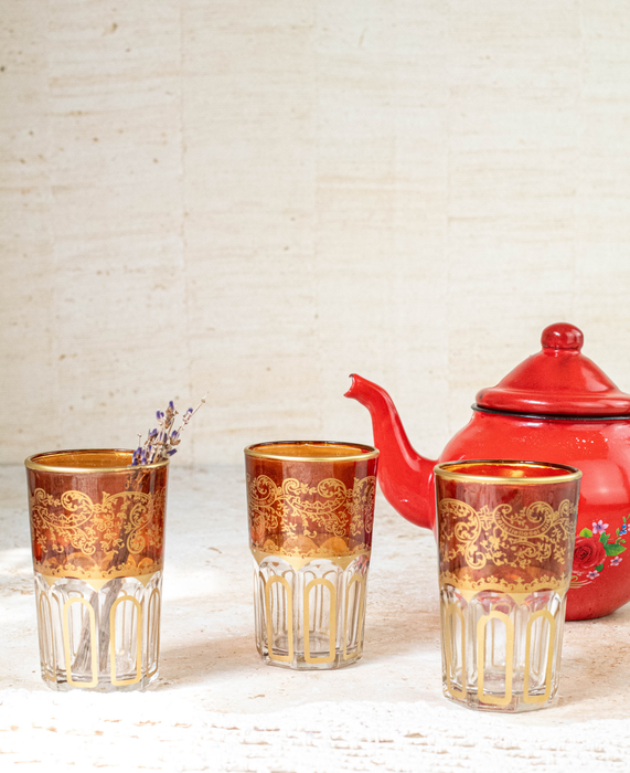 Ensemble de 6 verres à thé marocains couleur marron
