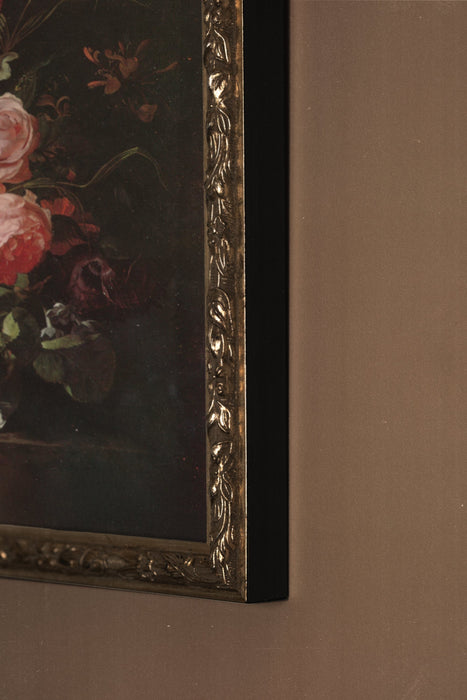 BOUQUET BAROQUE, Oeuvre sur toile rigide, encadré Vintage Argent