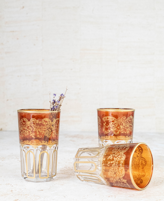 Ensemble de 6 verres à thé marocains couleur marron