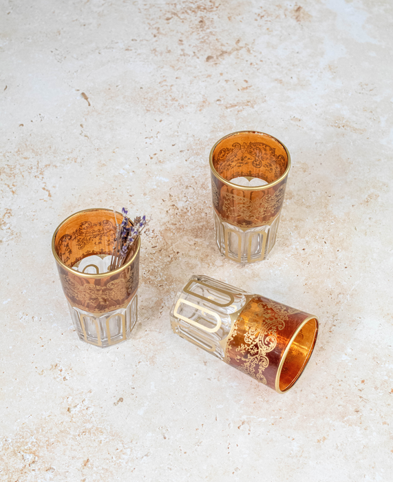 Ensemble de 6 verres à thé marocains couleur marron