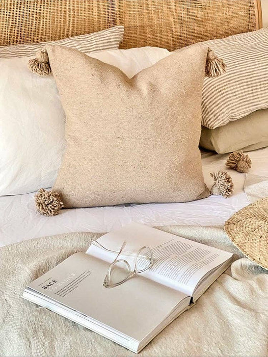 MAROC: Coussin d'oreiller marocain avec pompon