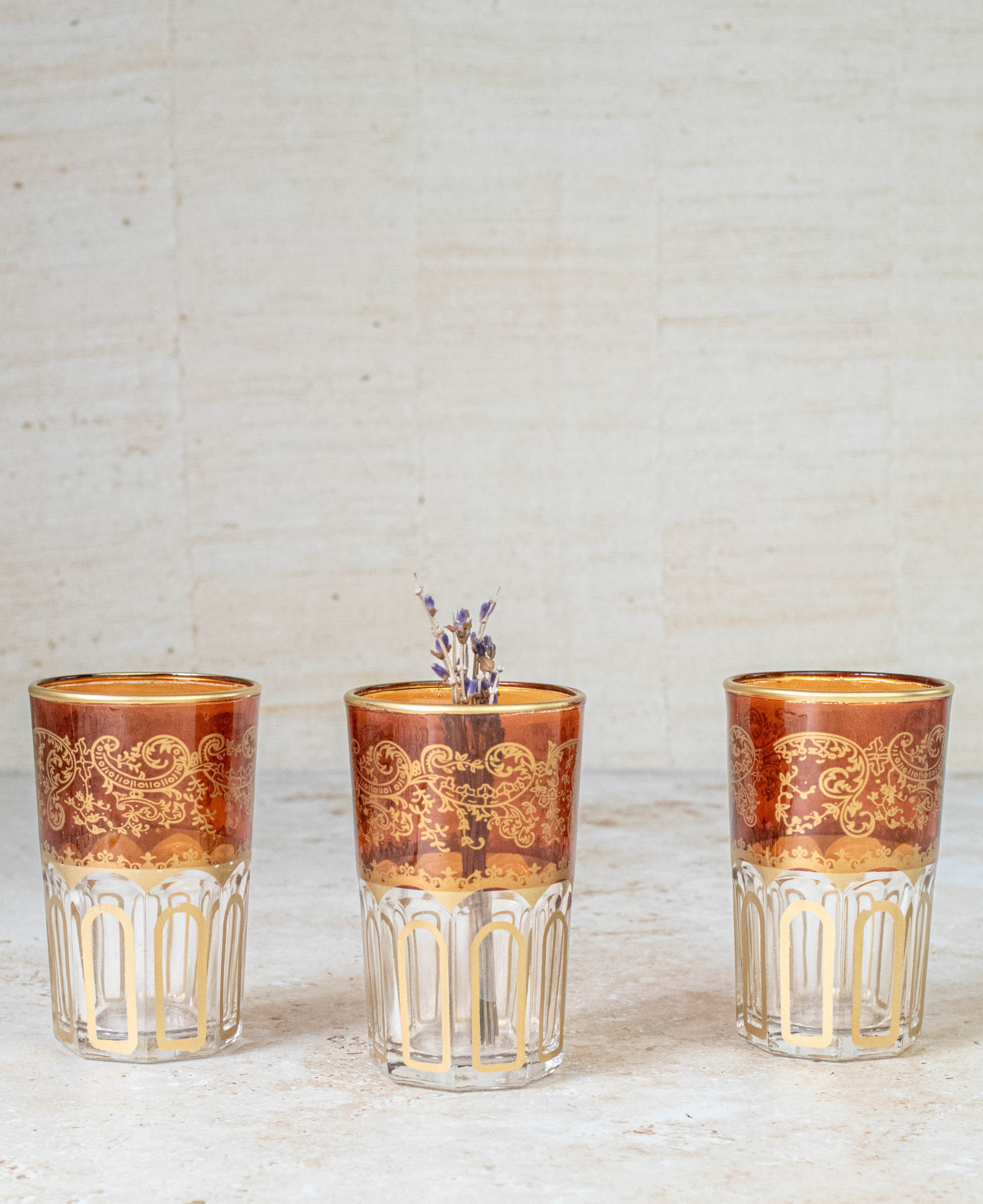 Ensemble de 6 verres à thé marocains couleur marron
