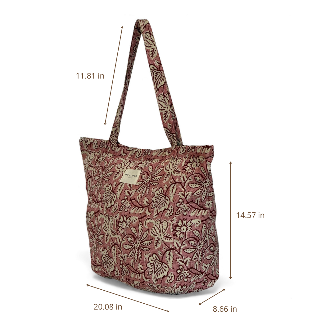 Grand sac zippé rose floral