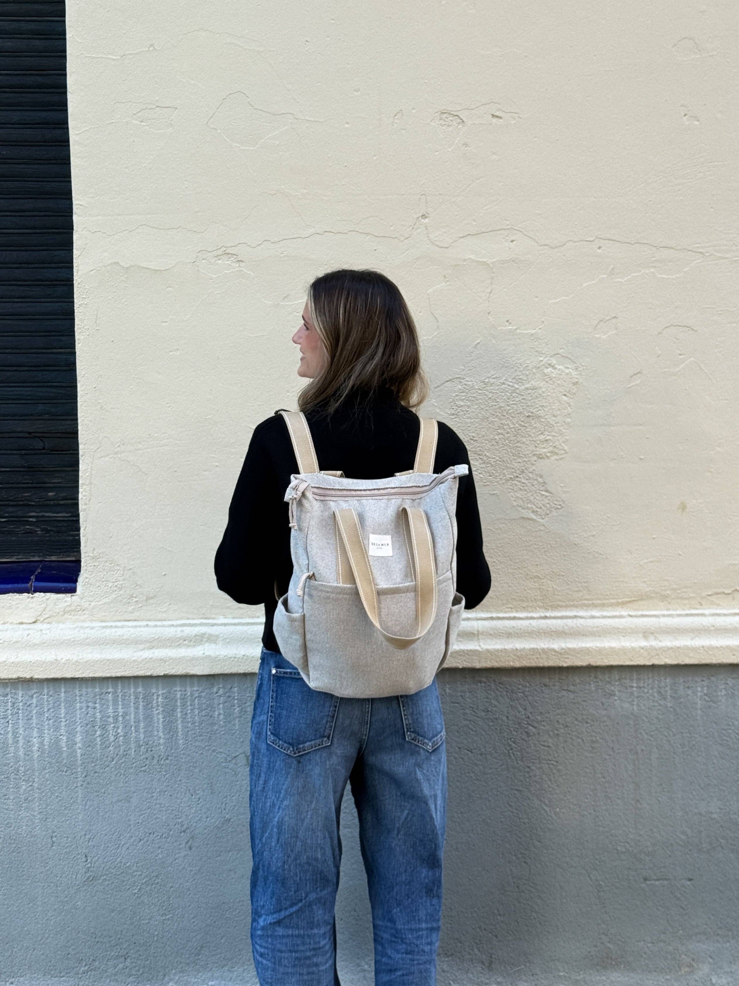 Sac à dos convertible en tissus gris d’Espagne