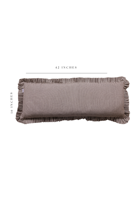 Housse de coussin Ruffle Bolster à rayures brunes et blanches