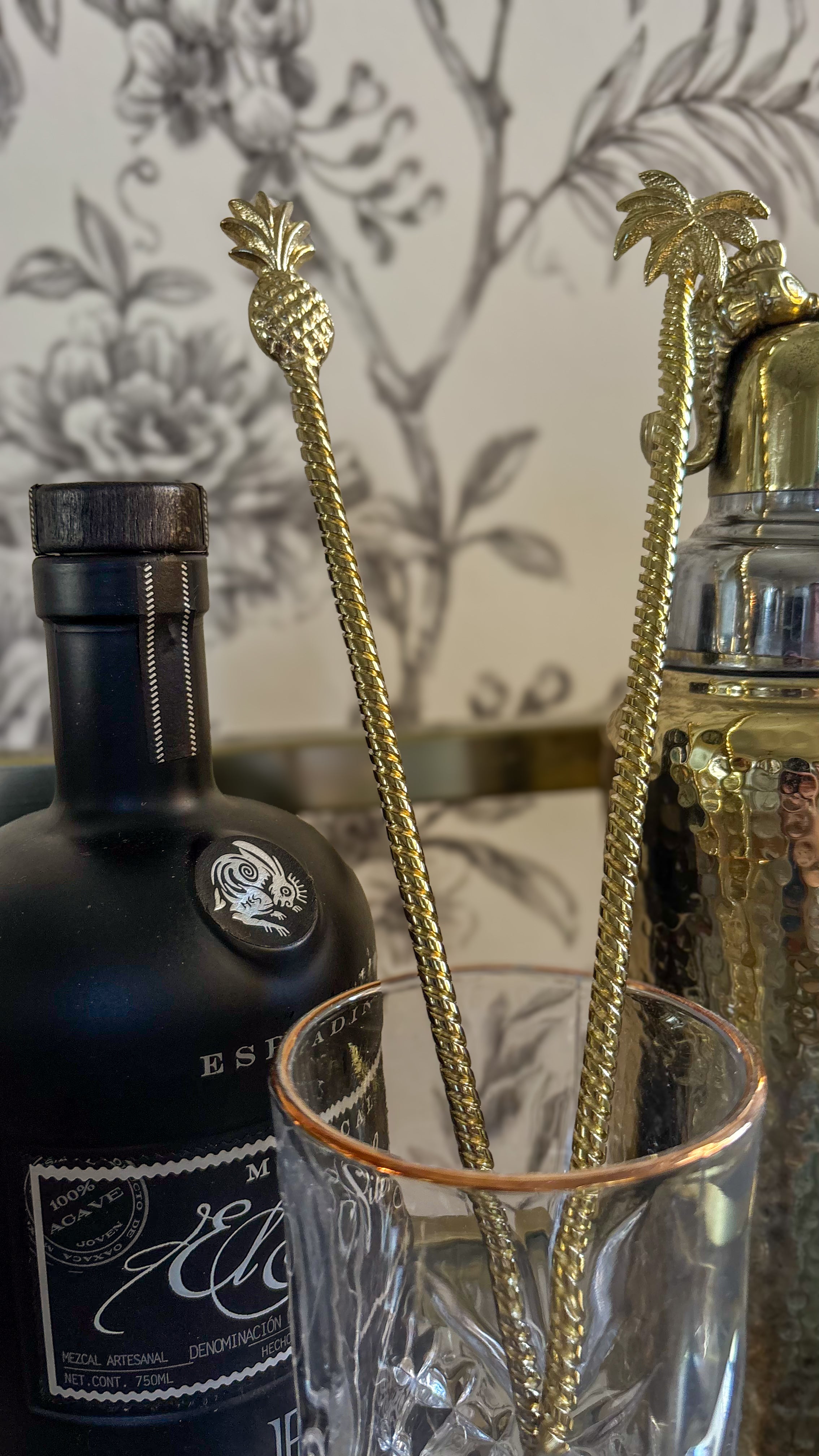 Cuillère à cocktail ananas ou palmier or de Bali