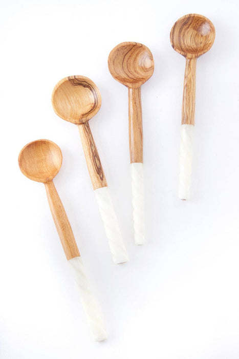 KENYA: Cuillère à café olive sauvage avec poignée en spirale