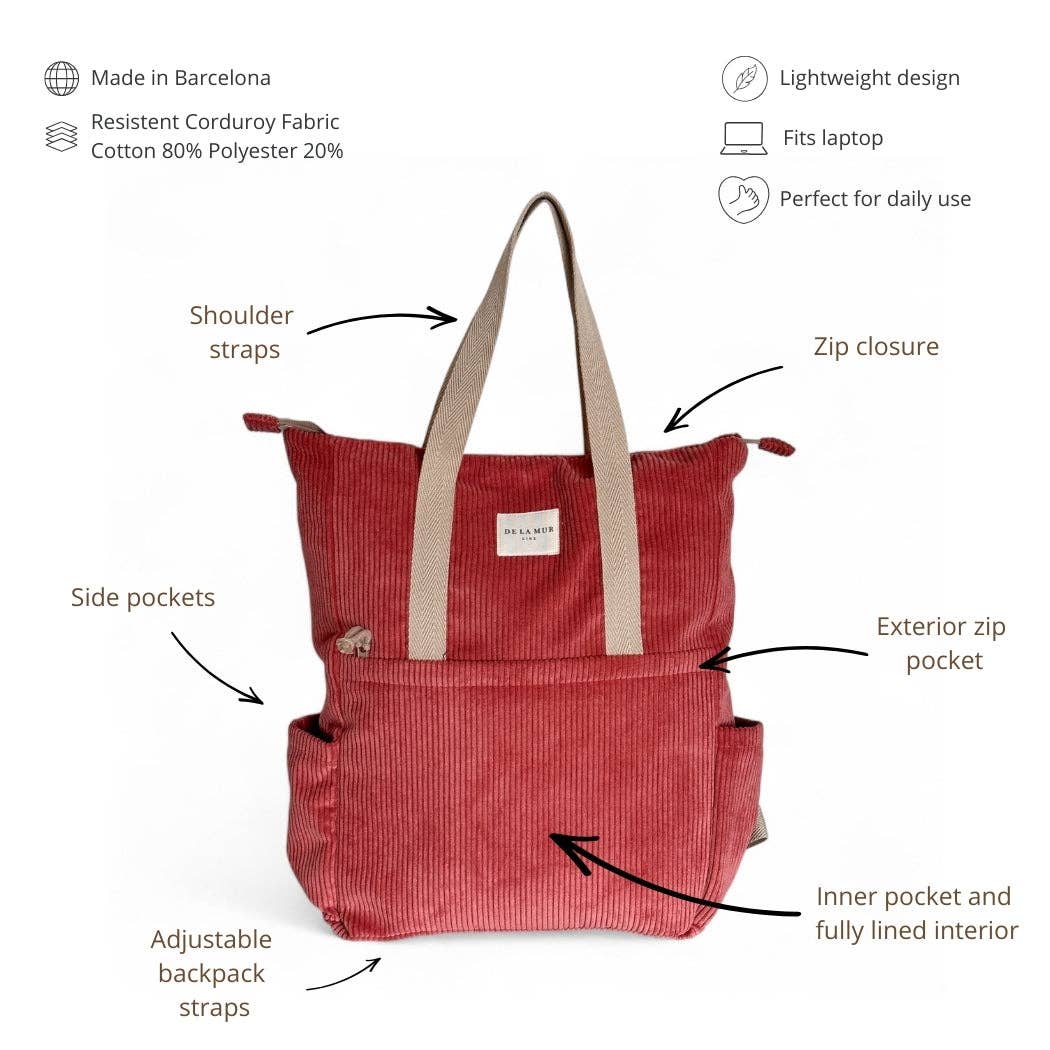 Sac à dos convertible en velours rose d’Espagne