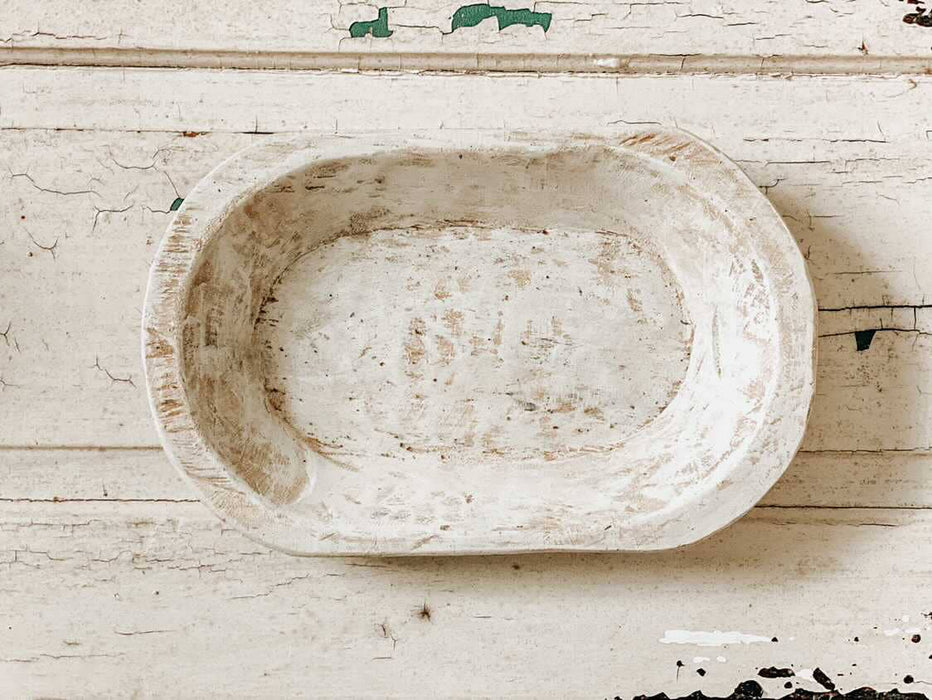 Mexique: Petit bol en bois, prêt à l'emploi d'une bougie, blanc antique #A - 7.13