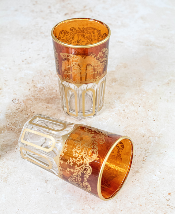 Ensemble de 6 verres à thé marocains couleur marron