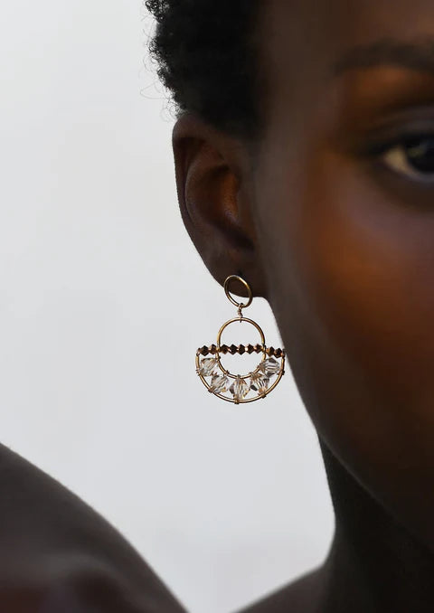 Boucles d’oreilles Olakira demi-lune – MIEL/OR ROSE - Tanzanie
