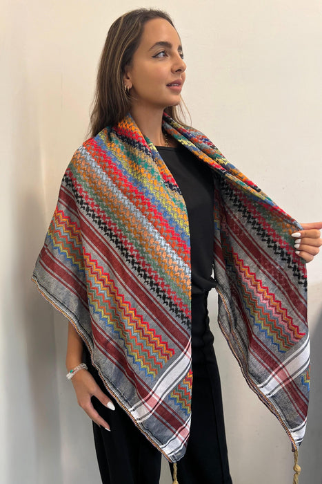 Kufiya gris cendré éclatante (keffieh) | Fabriquée en Jordanie / Vibrant Ash Grey Kufiya (Keffiyeh) | Made in Jordan
