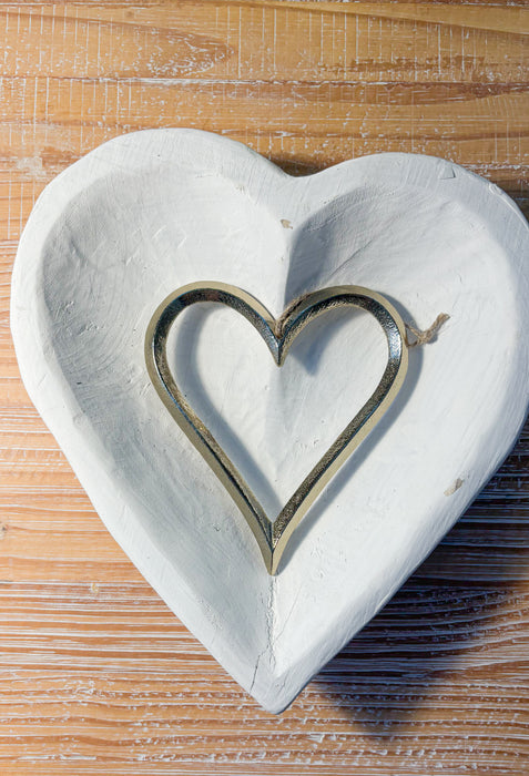 Bol en forme de cœur, blanc, fait main au Mexique