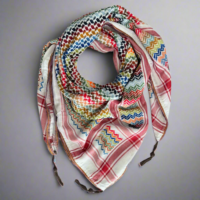 Kufiya blanche éclatante (keffieh) | Fabriquée en Jordanie / Vibrant Pure White Kufiya (Keffiyeh) | Made in Jordan