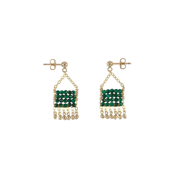 Mini boucles d’oreilles Olakira (vert malachite, or)