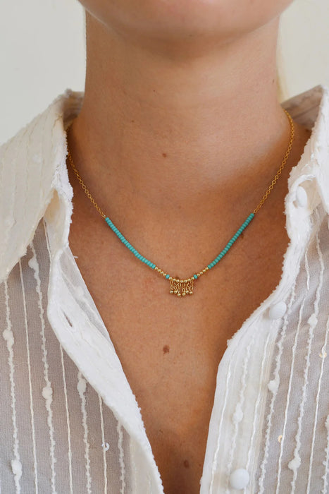 Collier Olakira éclectique – TURQUOISE/OR