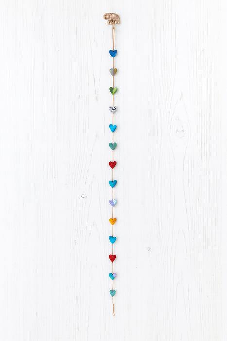 INDE: Guirlande de sari recyclée - Cœurs