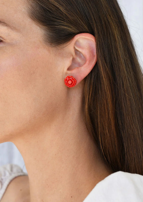 Boucles d’oreilles bouton rouge de Tanzanie