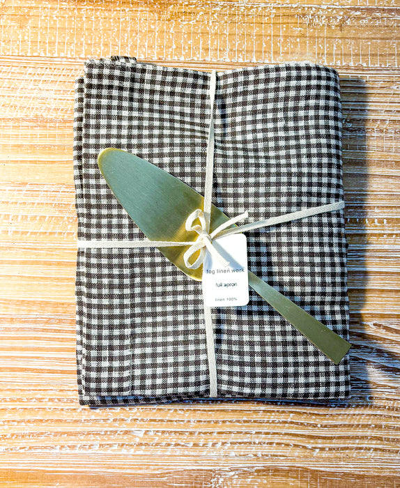 Tablier en lin complet quadrillé