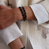Bracelet double tour XS à motif triangle 3 points – NOIR