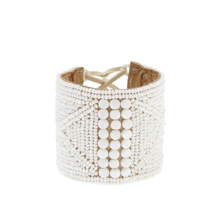 Manchette bracelet en cuir – BLANC