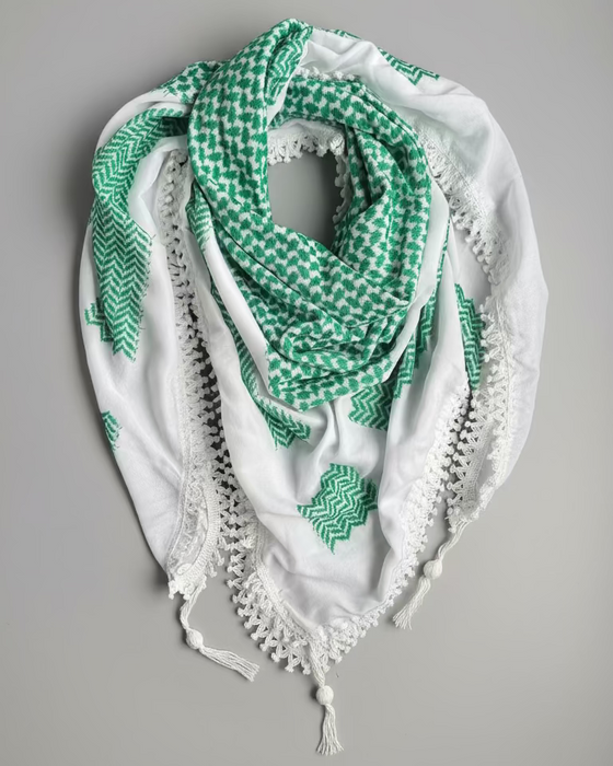 Kufiya verte audacieuse (keffieh) | Fabriquée en Jordanie / Bold Green Kufiya (Keffiyeh) | Made in Jordan