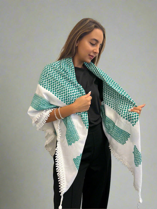 Kufiya verte audacieuse (keffieh) | Fabriquée en Jordanie / Bold Green Kufiya (Keffiyeh) | Made in Jordan