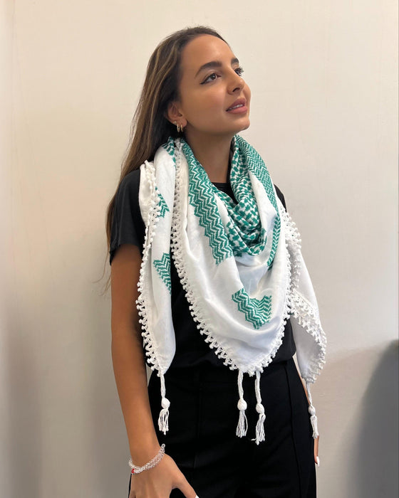 Kufiya verte audacieuse (keffieh) | Fabriquée en Jordanie / Bold Green Kufiya (Keffiyeh) | Made in Jordan