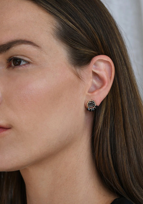 Mini boucles d’oreilles en cristal avec pampilles (graphite brillant, noir)