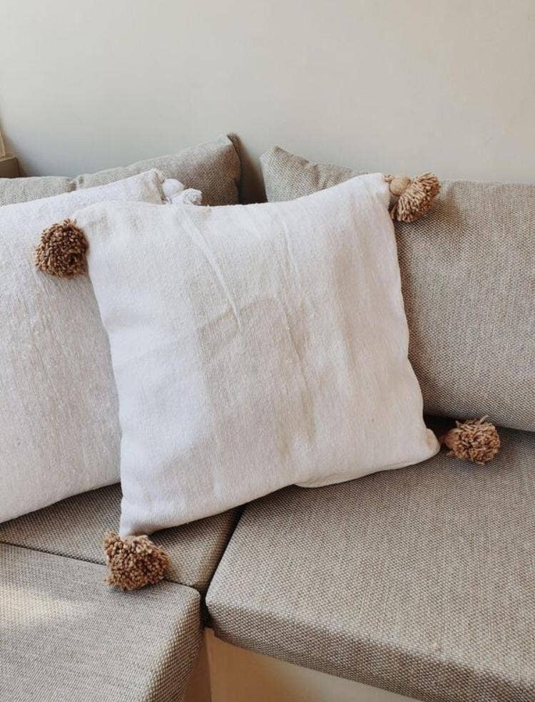 Coussin d'oreiller marocain avec pompon