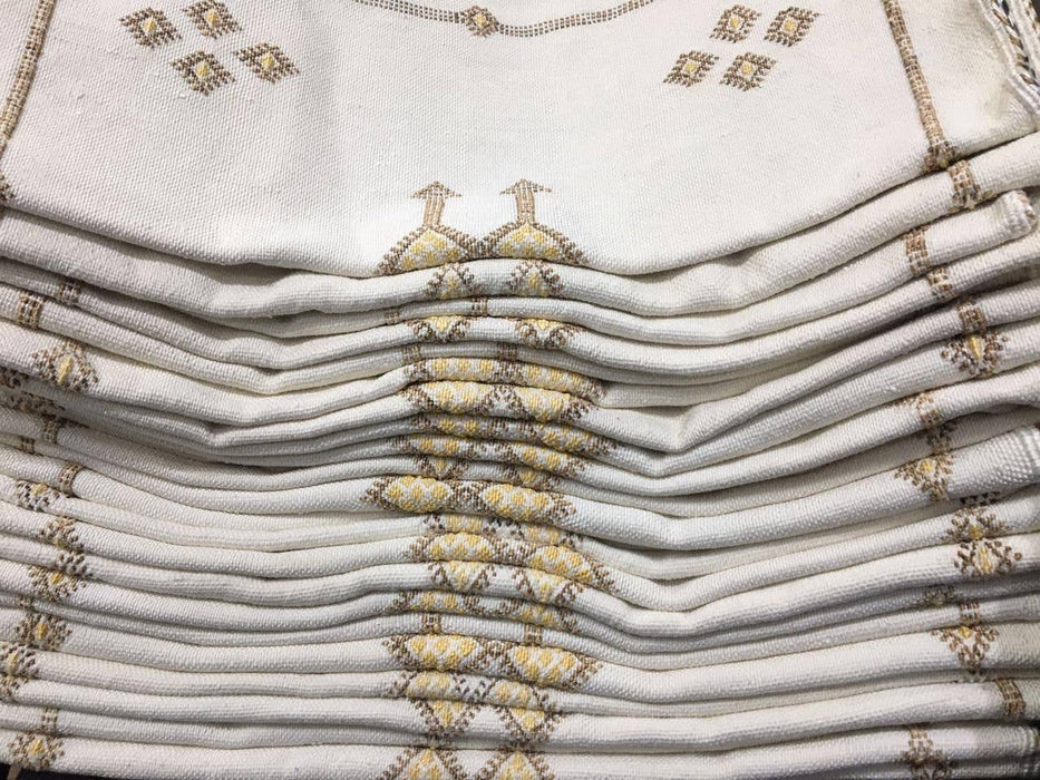 MAROC: Housse de Coussin Carrée Premium OffWhite en Soie de Cactus