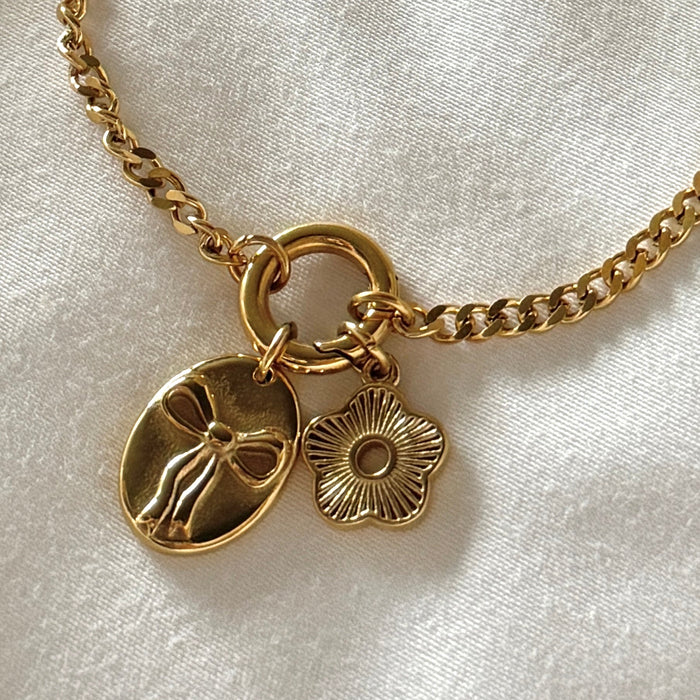 Bracelet Nœud et Fleur — Or /Bow and Flower Bracelet- Gold