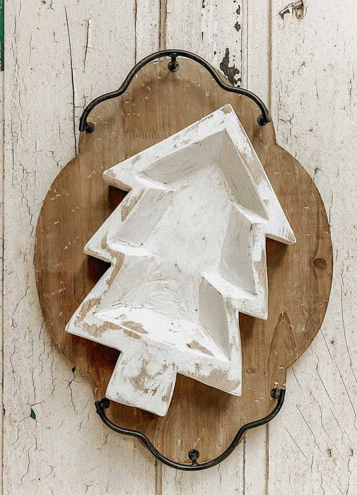 Mexique: Bol en bois en forme d'arbre, blanc pur, fait main, #A