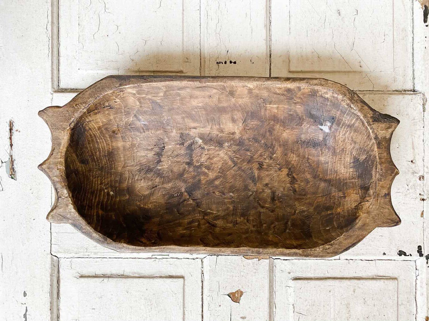 Bol en bois sculpté à poignées, fait main du Mexique