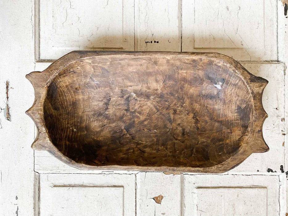 Mexique Bol sculpté à poignées, fait main, décor de ferme #B - 7.7