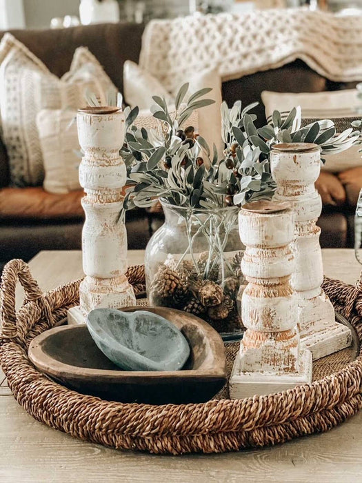 Mexique: Bougeoir en bois, ensemble de 3 pièces, fait main - 7.1